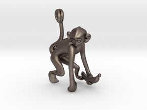 3D-Monkeys 014 in Polished Bronzed Silver Steel