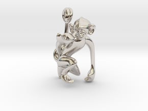 3D-Monkeys 015 in Rhodium Plated Brass