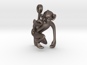 3D-Monkeys 015 in Polished Bronzed Silver Steel