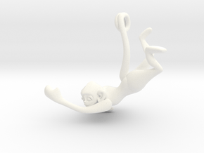 3D-Monkeys 018 in White Processed Versatile Plastic