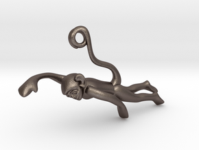 3D-Monkeys 020 in Polished Bronzed Silver Steel