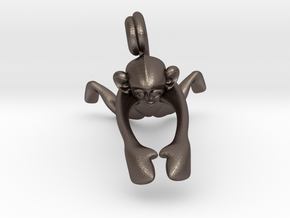 3D-Monkeys 022 in Polished Bronzed Silver Steel