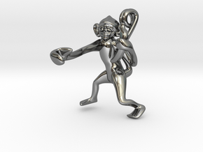3D-Monkeys 023 in Fine Detail Polished Silver