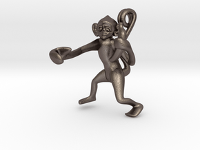 3D-Monkeys 023 in Polished Bronzed Silver Steel