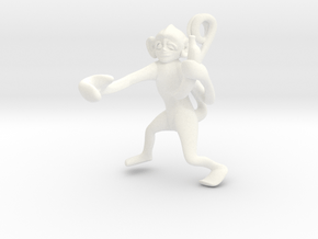 3D-Monkeys 023 in White Processed Versatile Plastic