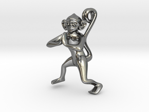 3D-Monkeys 024 in Fine Detail Polished Silver