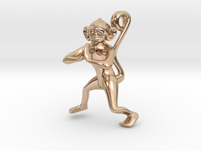 3D-Monkeys 024 in 14k Rose Gold Plated Brass