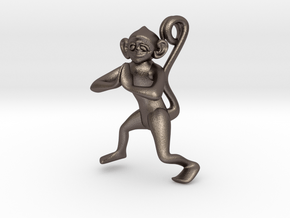 3D-Monkeys 024 in Polished Bronzed Silver Steel