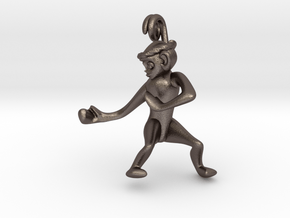 3D-Monkeys 025 in Polished Bronzed Silver Steel