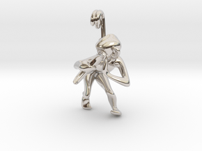 3D-Monkeys 026 in Rhodium Plated Brass