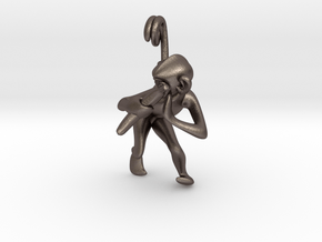 3D-Monkeys 026 in Polished Bronzed Silver Steel
