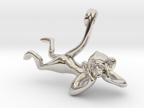 3D-Monkeys 028 in Rhodium Plated Brass