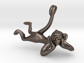 3D-Monkeys 028 in Polished Bronzed Silver Steel