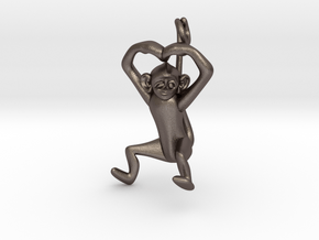 3D-Monkeys 032 in Polished Bronzed Silver Steel