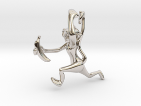 3D-Monkeys 035 in Rhodium Plated Brass
