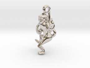 3D-Monkeys 036 in Rhodium Plated Brass