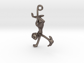 3D-Monkeys 038 in Polished Bronzed Silver Steel