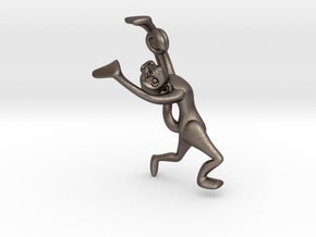 3D-Monkeys 039 in Polished Bronzed Silver Steel