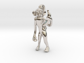 3D-Monkeys 042 in Rhodium Plated Brass
