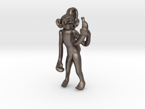 3D-Monkeys 042 in Polished Bronzed Silver Steel