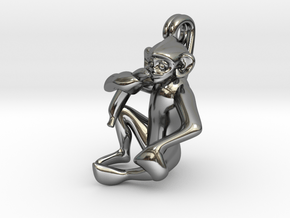 3D-Monkeys 043 in Fine Detail Polished Silver