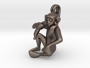 3D-Monkeys 043 in Polished Bronzed Silver Steel