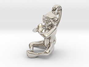 3D-Monkeys 044 in Rhodium Plated Brass