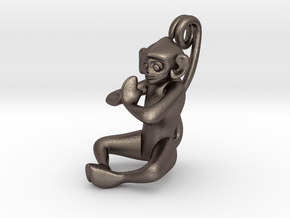 3D-Monkeys 044 in Polished Bronzed Silver Steel
