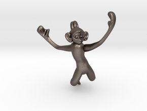 3D-Monkeys 045 in Polished Bronzed Silver Steel