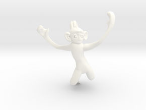 3D-Monkeys 045 in White Processed Versatile Plastic