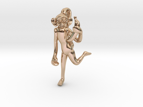 3D-Monkeys 046 in 14k Rose Gold Plated Brass