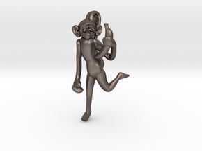 3D-Monkeys 046 in Polished Bronzed Silver Steel