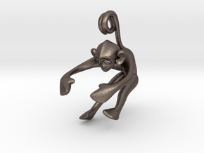 3D-Monkeys 047 in Polished Bronzed Silver Steel