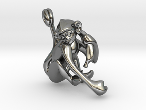 3D-Monkeys 049 in Fine Detail Polished Silver