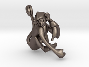 3D-Monkeys 049 in Polished Bronzed Silver Steel