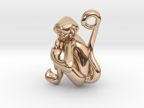 3D-Monkeys 050 in 14k Rose Gold Plated Brass
