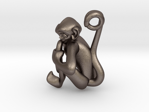 3D-Monkeys 050 in Polished Bronzed Silver Steel