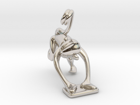 3D-Monkeys 052 in Rhodium Plated Brass