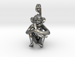 3D-Monkeys 053 in Fine Detail Polished Silver
