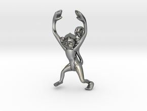 3D-Monkeys 054 in Fine Detail Polished Silver