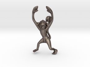 3D-Monkeys 054 in Polished Bronzed Silver Steel