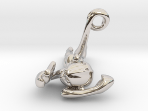 3D-Monkeys 060 in Rhodium Plated Brass