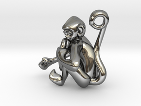 3D-Monkeys 062 in Fine Detail Polished Silver