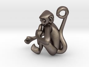 3D-Monkeys 062 in Polished Bronzed Silver Steel