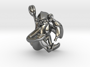 3D-Monkeys 063 in Fine Detail Polished Silver