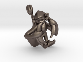 3D-Monkeys 063 in Polished Bronzed Silver Steel