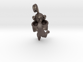 3D-Monkeys 064 in Polished Bronzed Silver Steel