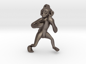 3D-Monkeys 067 in Polished Bronzed Silver Steel