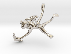 3D-Monkeys 069 in Rhodium Plated Brass