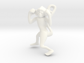 3D-Monkeys 070 in White Processed Versatile Plastic